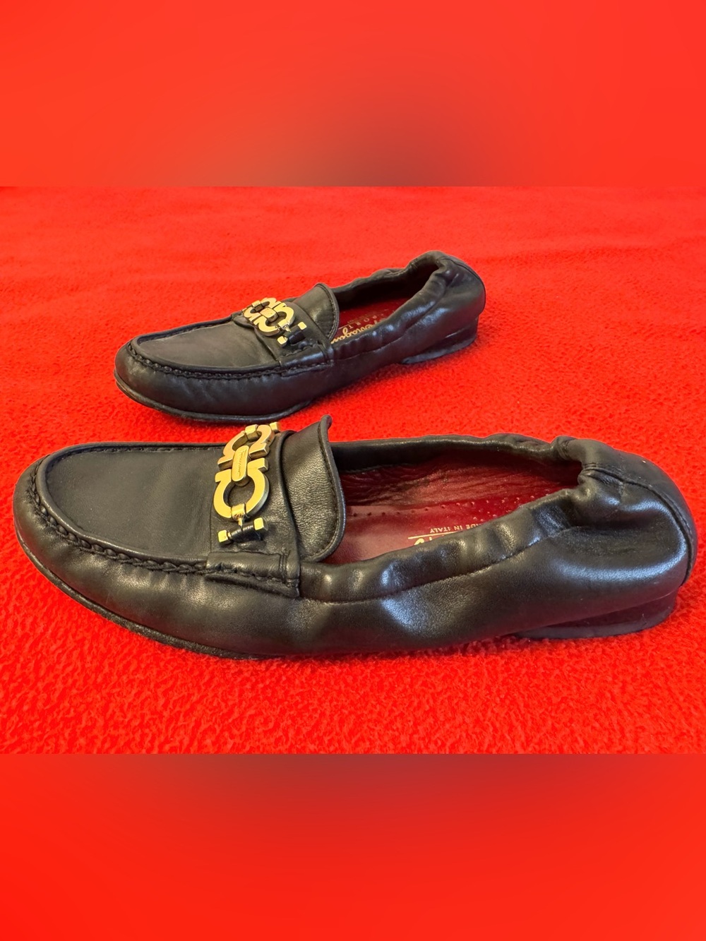 SALVATORE FERRAGAMO Sport Driving Flat Leather Loafers Shoes Size 6 ITALY Made